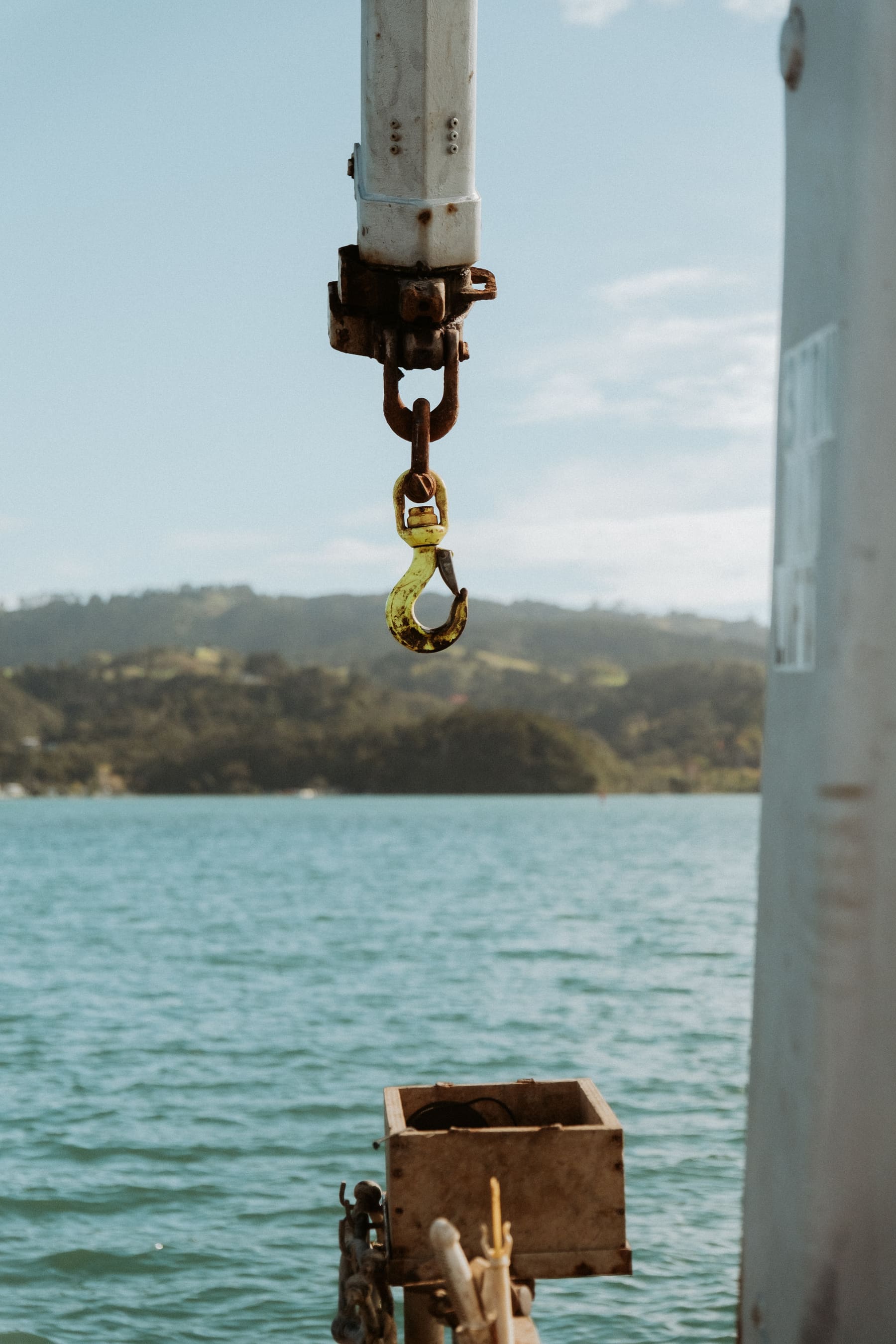 Mooring hook and tackle close-up